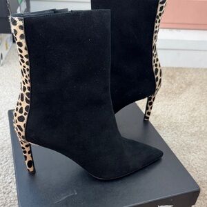 Giuseppe Zanotti Black and Leopard Heeled Boots